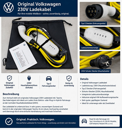 Volkswagen ladekabel typ 2 - volkswagen,